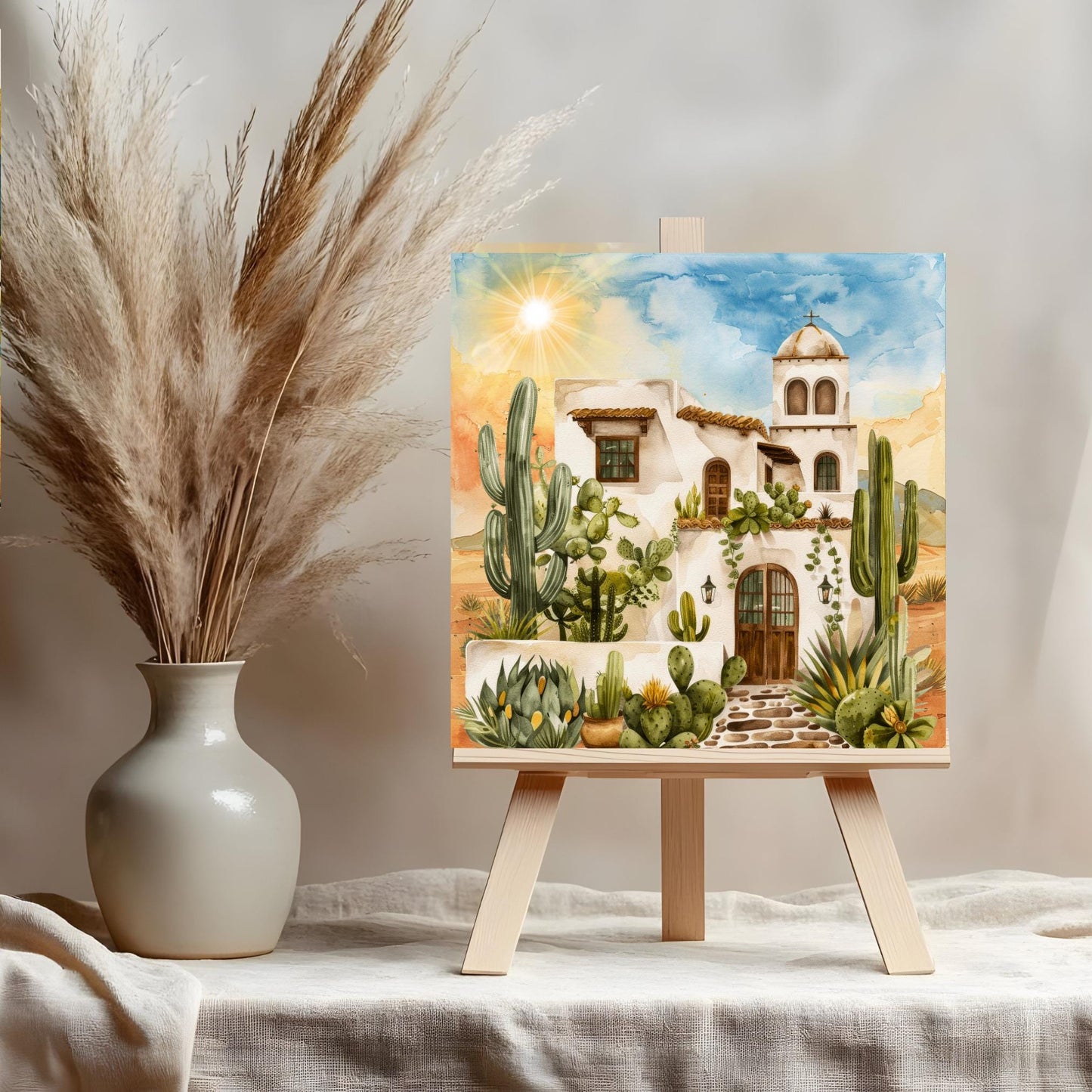 Adobe House Ceramic Tile, Southwest Desert Art for Home Decor, Arizona & New Mexico Wall Decor, Unique Home Southwestern Artwork