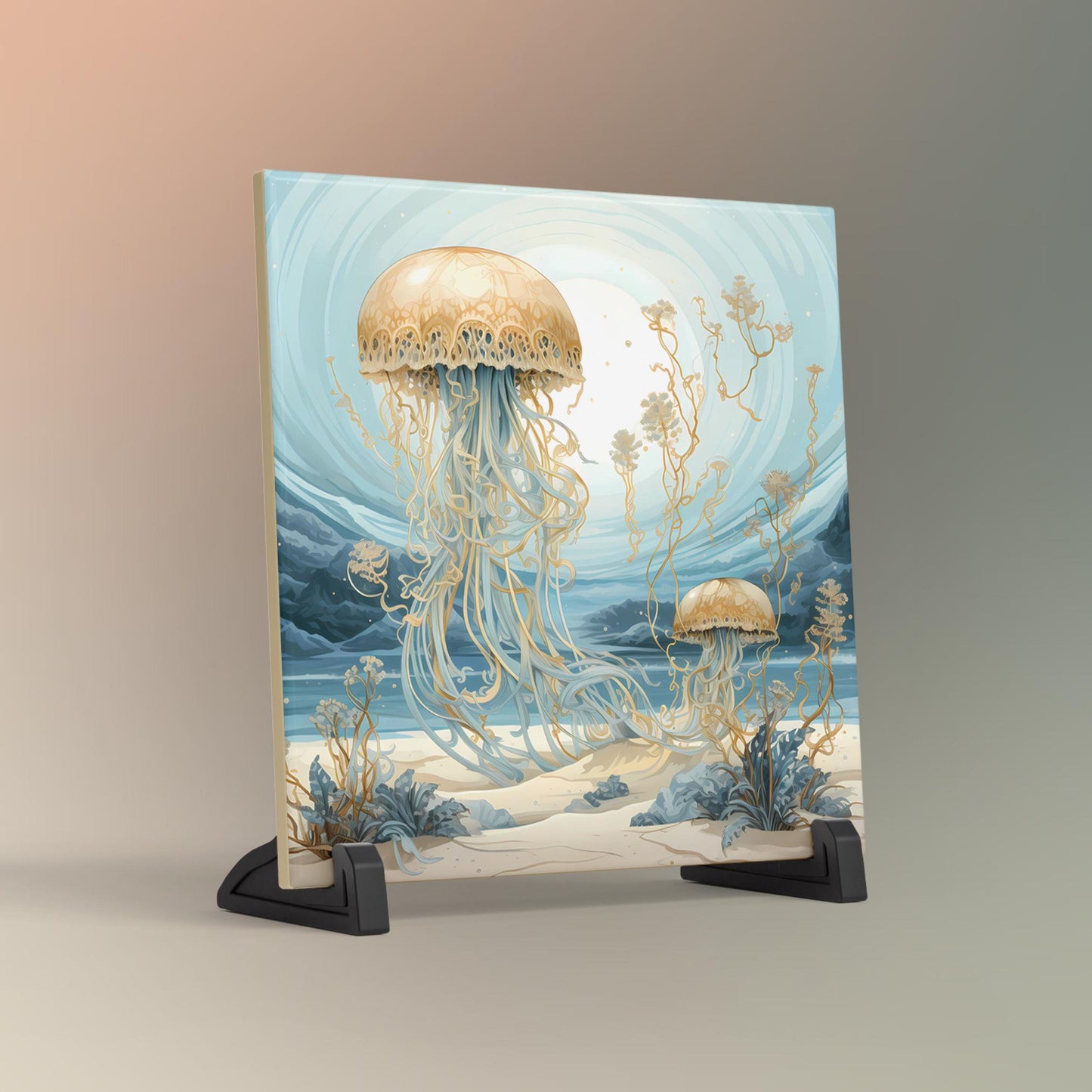 Beautiful Jellyfish Art Tile - Whimsical Sea Life Wall Decor for Any Room - Great Gift for Nature Lovers