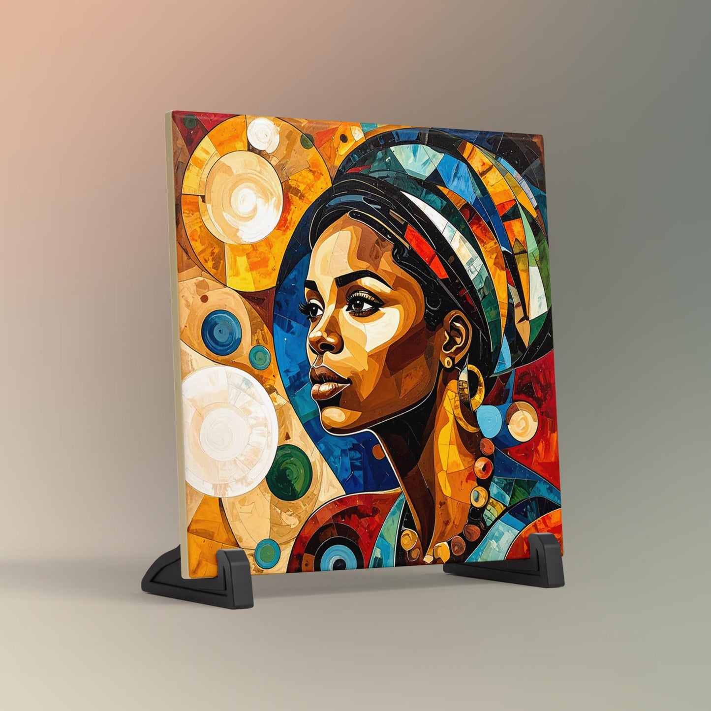 Black Woman Portrait Ceramic Tile, Trendy Wall Art Black Girl Art, Black Woman Wall Art, Black Girl Poster Art, African American Art