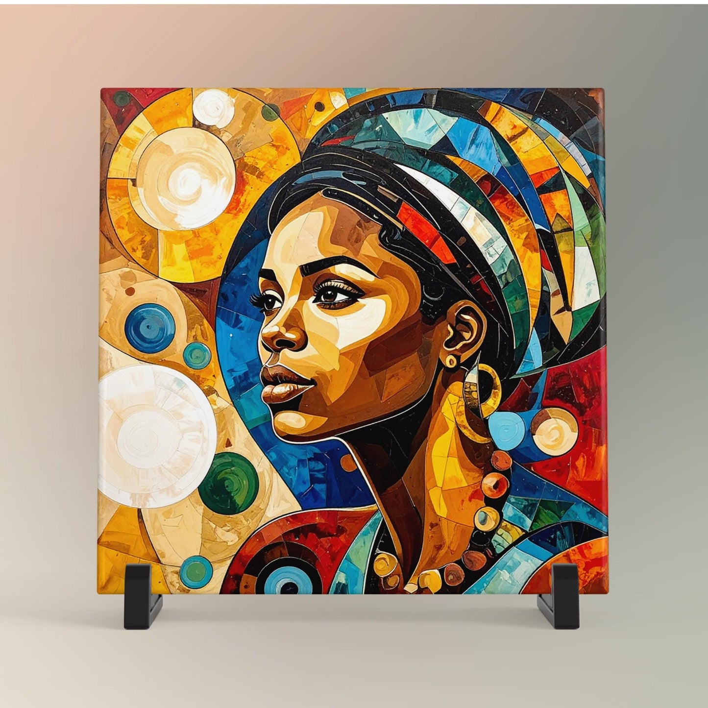 Black Woman Portrait Ceramic Tile, Trendy Wall Art Black Girl Art, Black Woman Wall Art, Black Girl Poster Art, African American Art