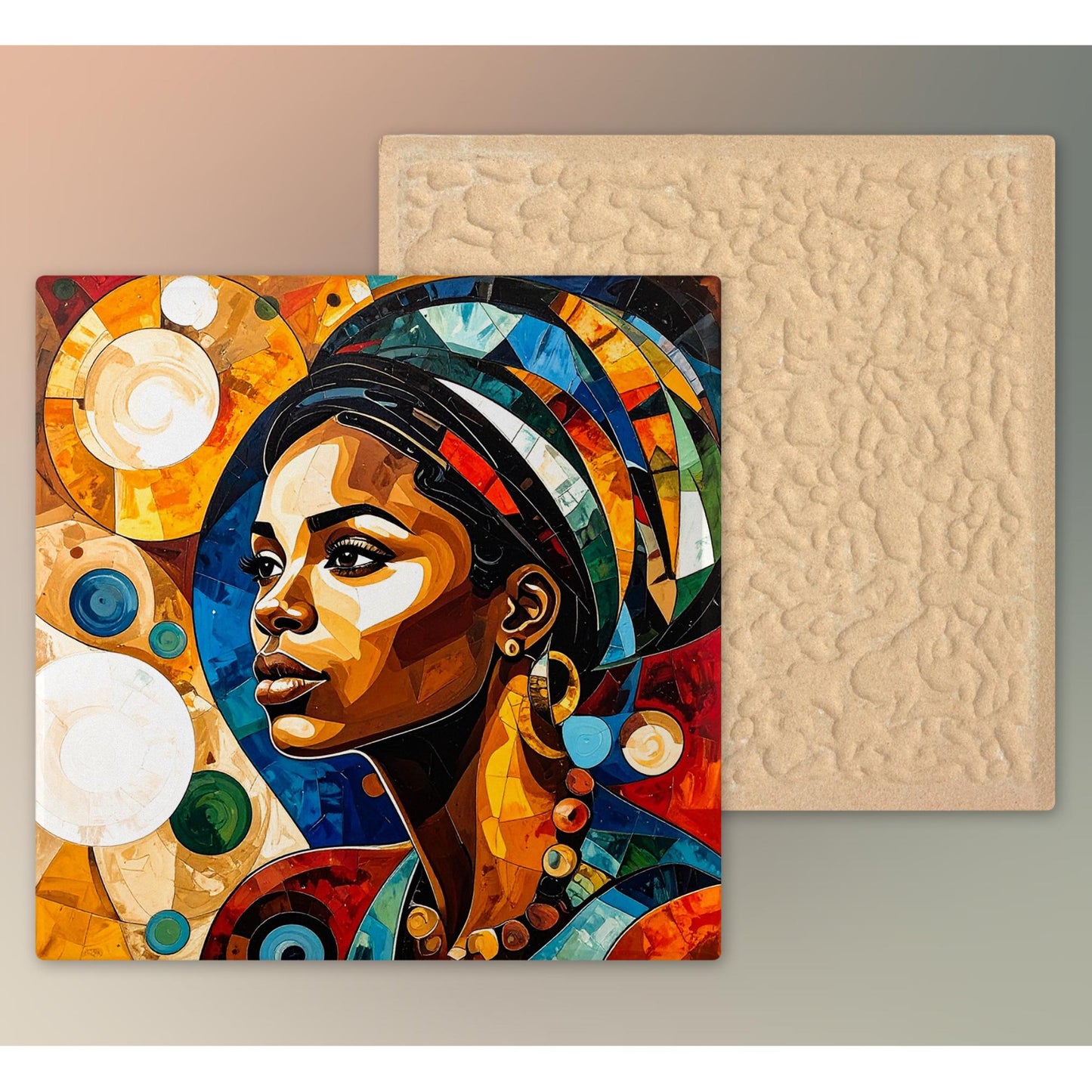 Black Woman Portrait Ceramic Tile, Trendy Wall Art Black Girl Art, Black Woman Wall Art, Black Girl Poster Art, African American Art