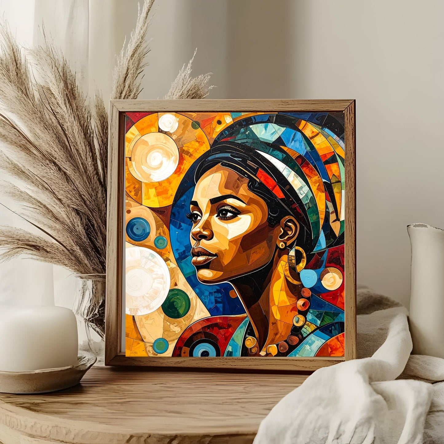 Black Woman Portrait Ceramic Tile, Trendy Wall Art Black Girl Art, Black Woman Wall Art, Black Girl Poster Art, African American Art