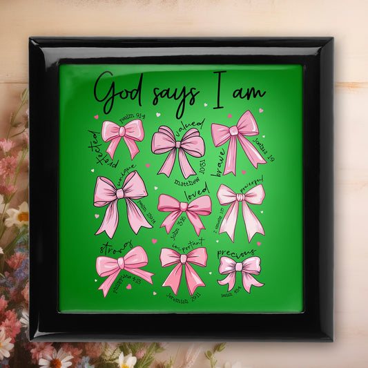 God Says I Am Memory Box - Custom Keepsake Box - Jewelry Organizer - Sentimental Gift for Her - Heartfelt Mothers Day Self Care Gift