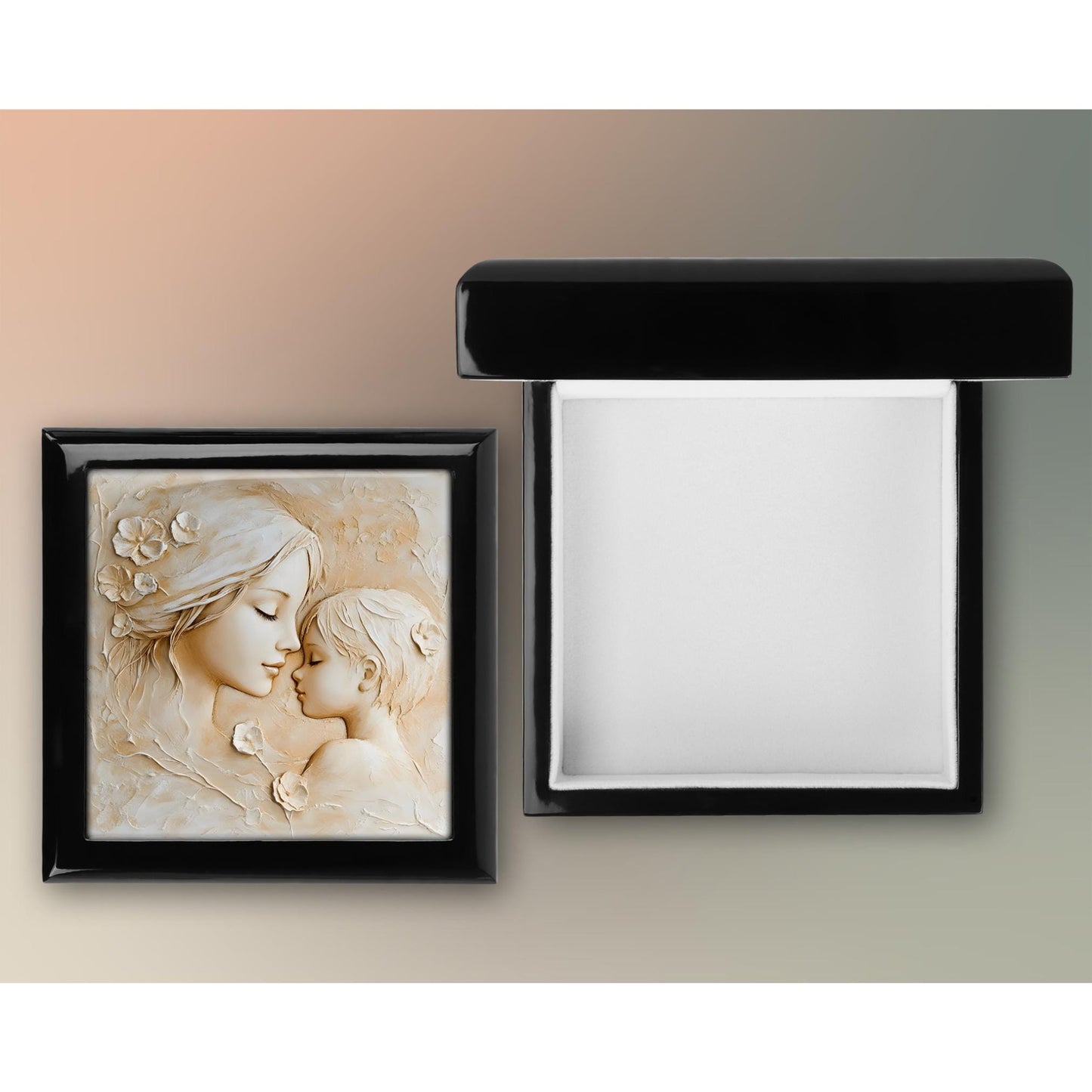 Mother's Day Keepsake Box, Elegant Ceramic Art Tile Memory Box, Ideal Gift for Her, Mother and Child, Ceramic Tile Option