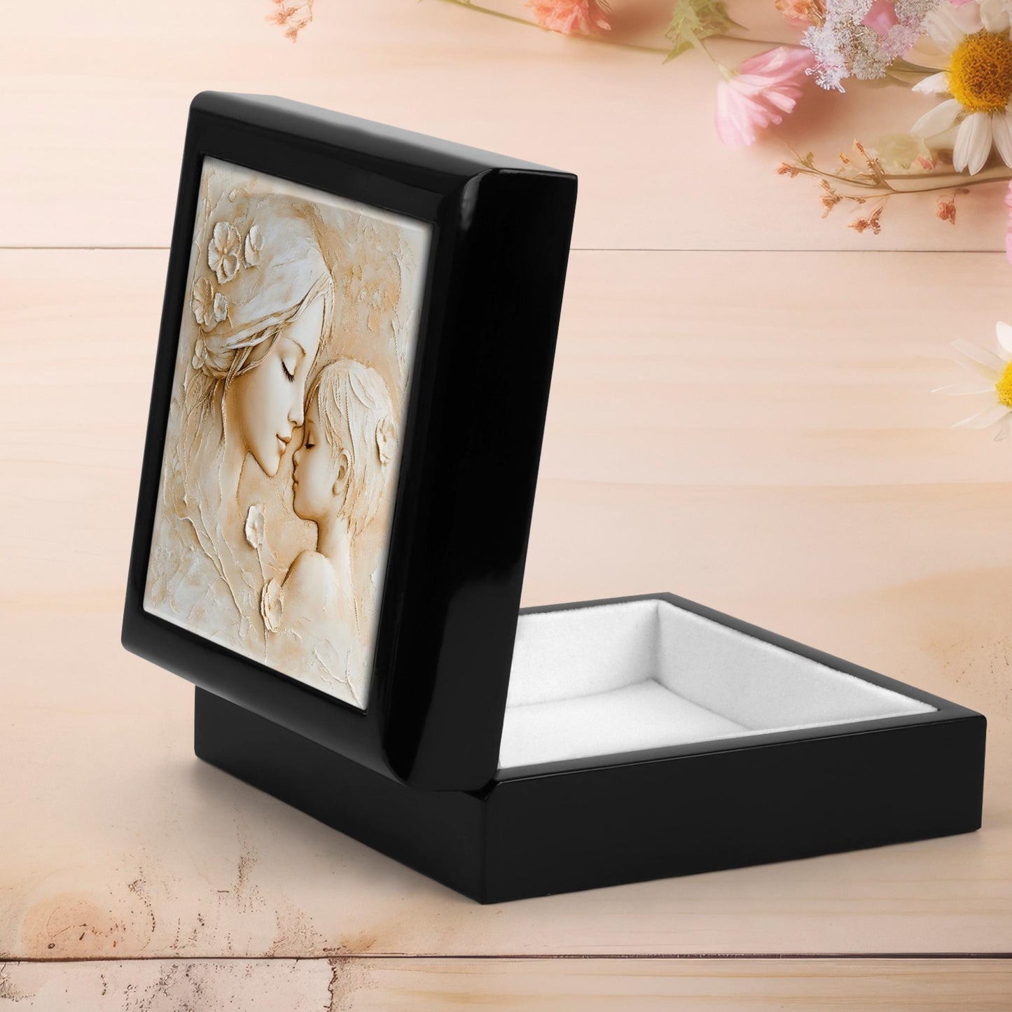 Mother's Day Keepsake Box, Elegant Ceramic Art Tile Memory Box, Ideal Gift for Her, Mother and Child, Ceramic Tile Option