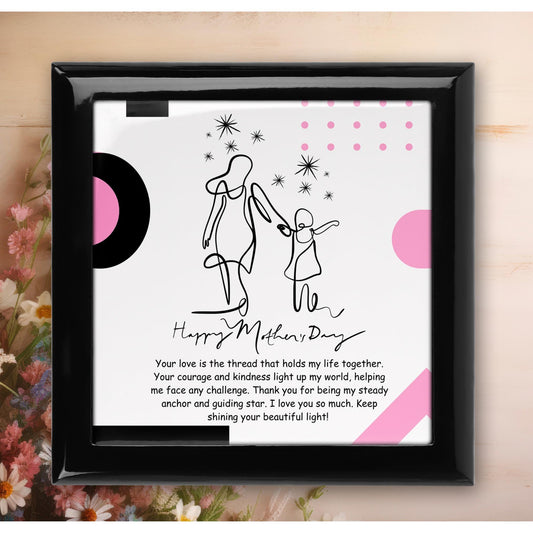 Personalized Gift for Mom Keepsake Box, Custom Ceramic Art Tile Memory Box,  Gift for Mother's Day, Jewelry Storage, Ceramic Tile Option