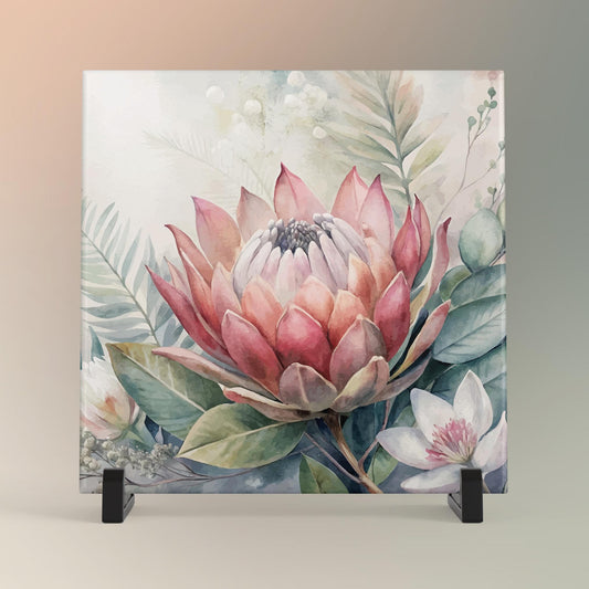 Protea Flower Ceramic Art Tile | Watercolor Wall Decor | Spring Home Decor | Floral Art | Flowers | Wildflowers | Gift for Mom