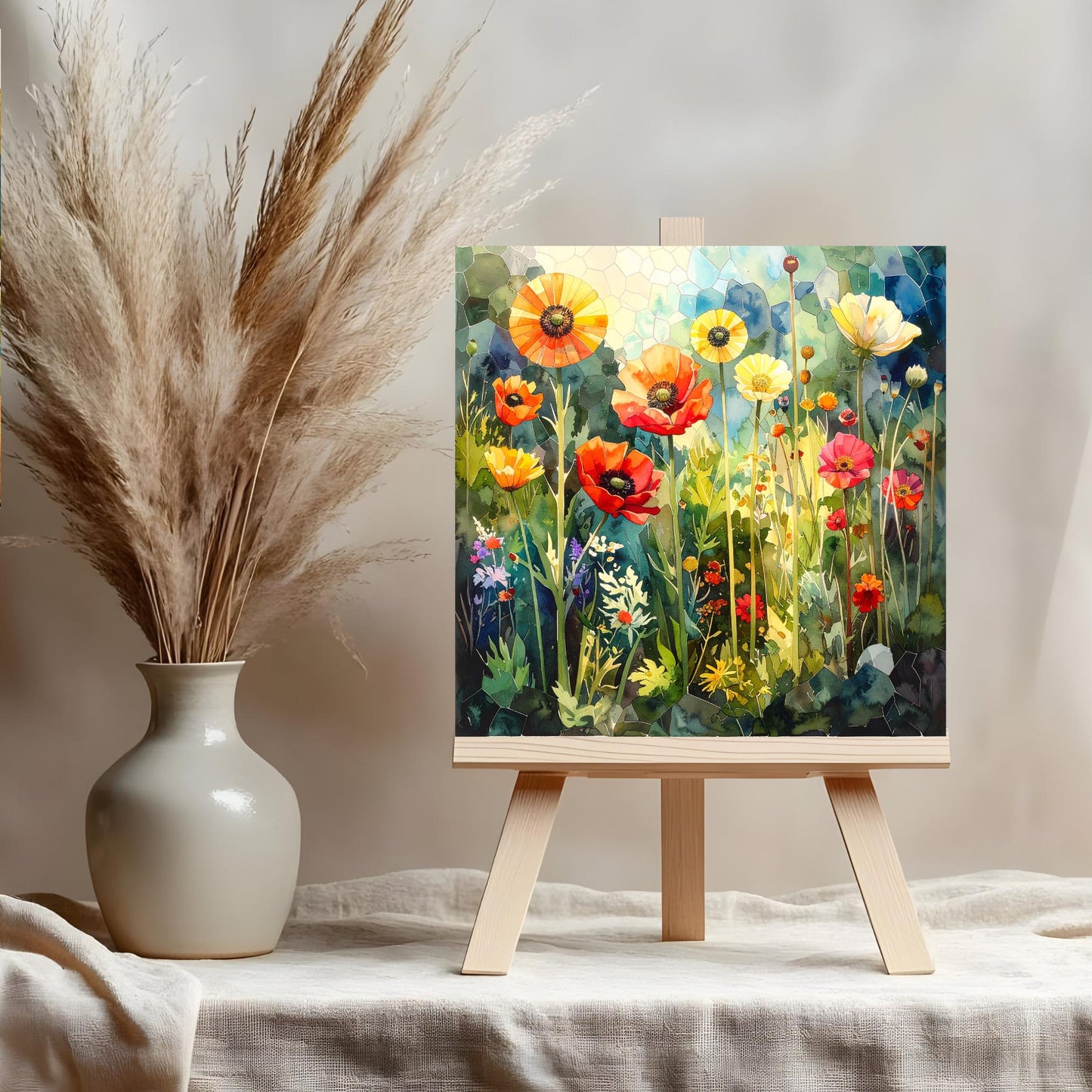 Whimsical Wildflower Ceramic Art Tile | Mosaic Folk Art Wall Decor | Spring Home Decor | Floral Art | Flowers | Wall Tile | Gift for Mom