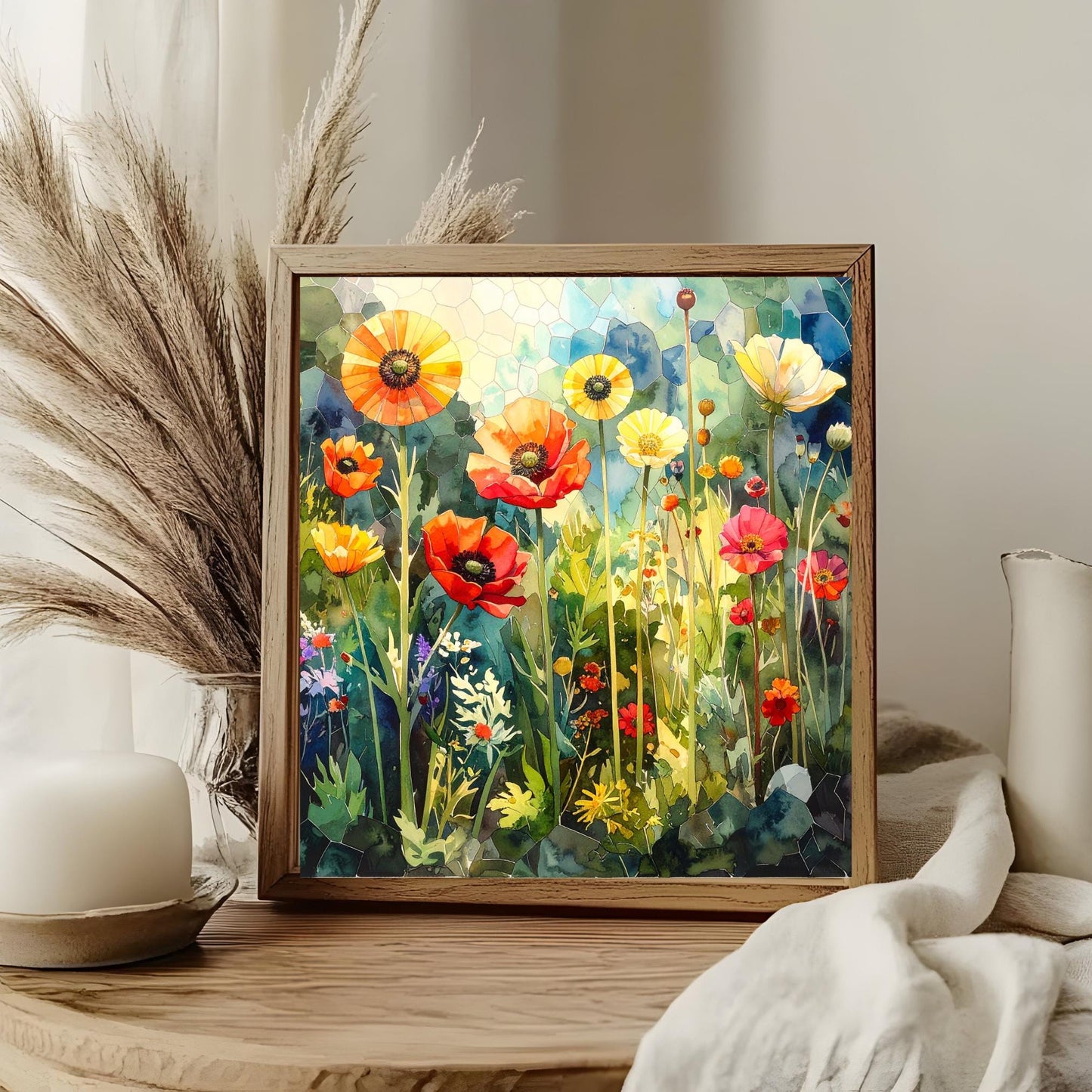 Whimsical Wildflower Ceramic Art Tile | Mosaic Folk Art Wall Decor | Spring Home Decor | Floral Art | Flowers | Wall Tile | Gift for Mom