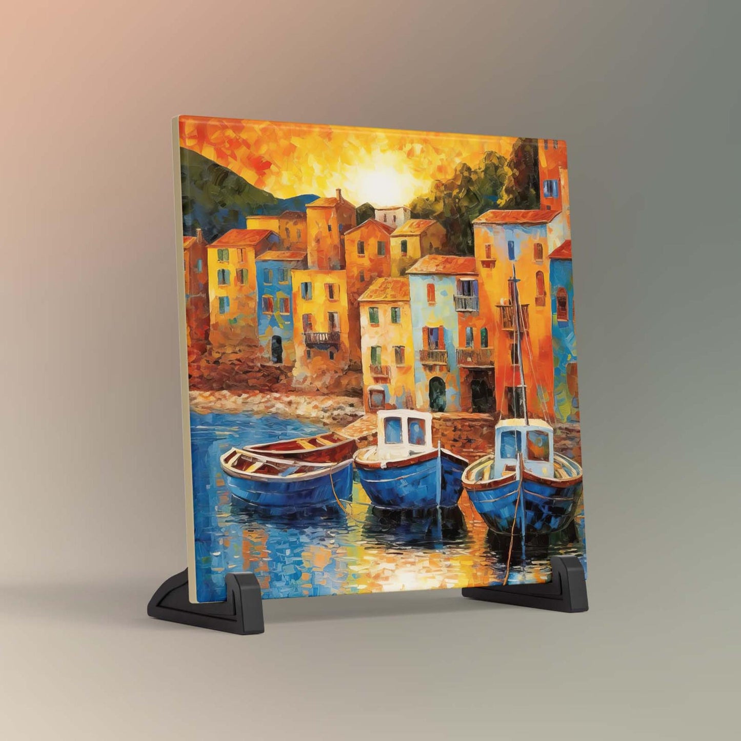 Waterfront Sailing Ceramic Tile Art, Charming Sailboat Design for Coastal Wall Art, Nautical Home Decor