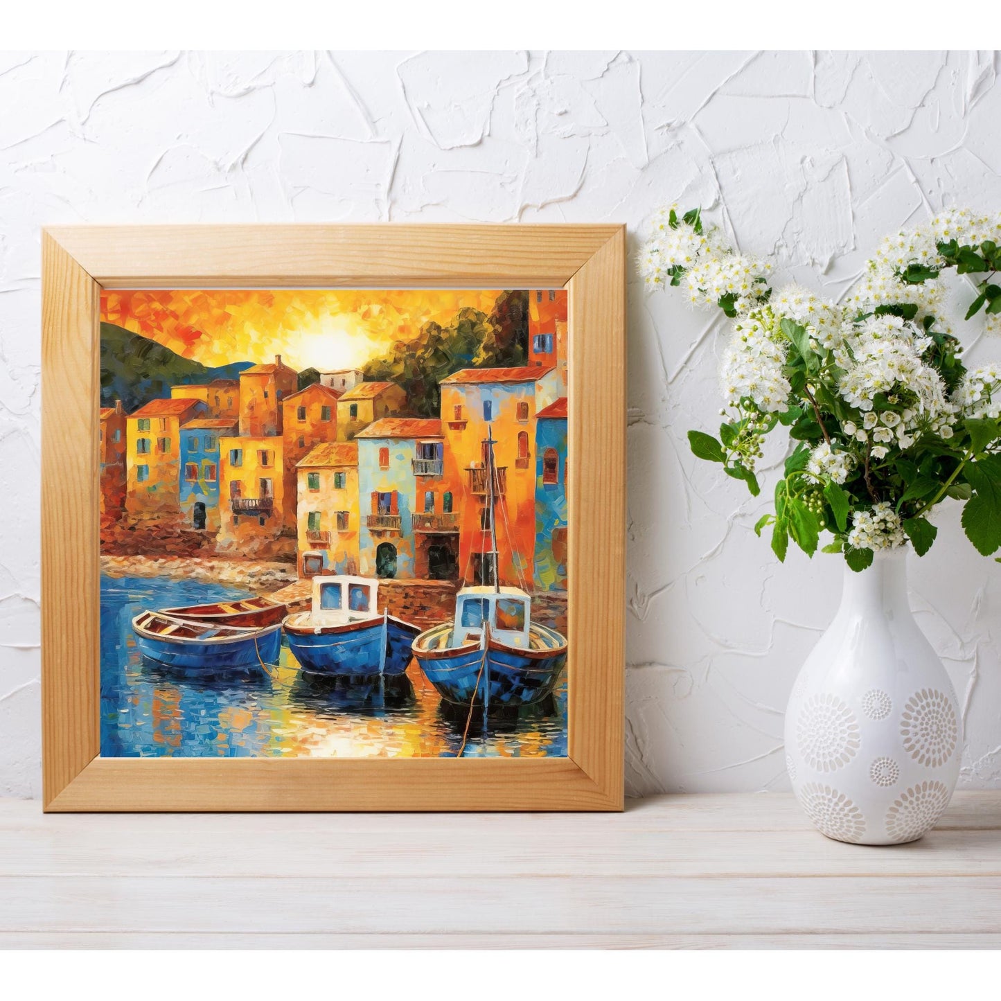 Waterfront Sailing Ceramic Tile Art, Charming Sailboat Design for Coastal Wall Art, Nautical Home Decor