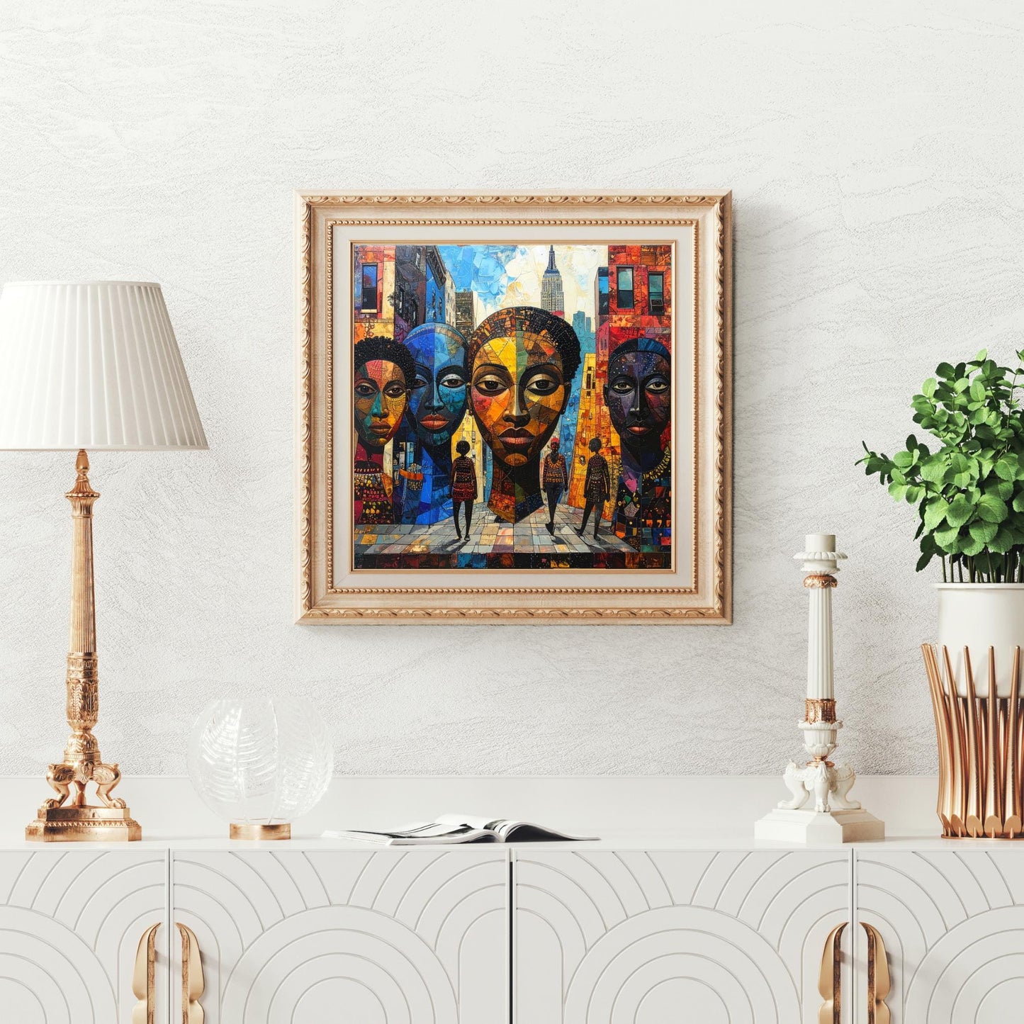 African Art Ceramic Tile, Urban Black Artwork for Unique Home Decor, Perfect Gift for Home Accents and Spring Refresh