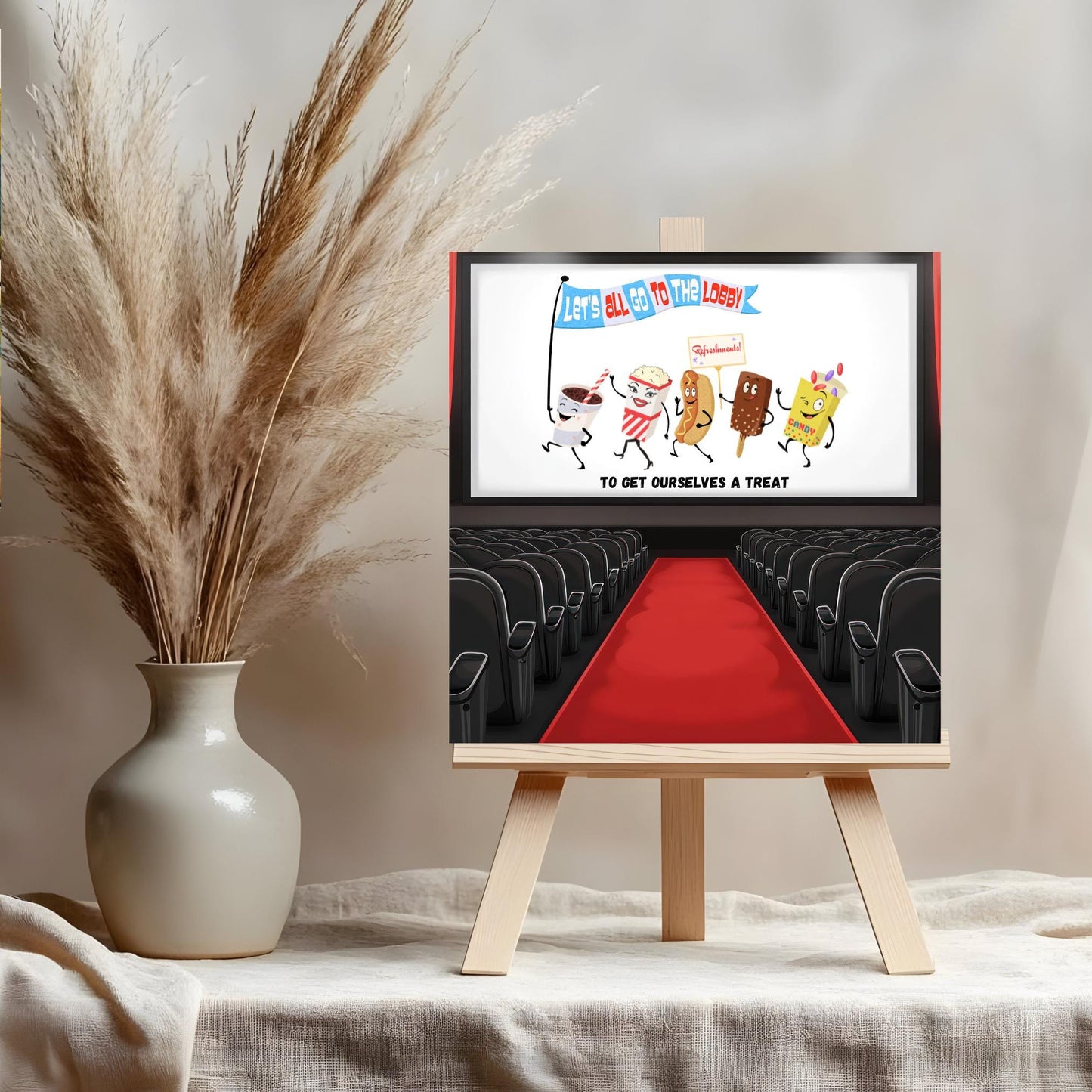 Retro Movie Snack Ceramic Tile Art - Theater Room Art - Family Room Decor - Trendy Kitchen Art -  Tile Ceramic Art  - Movie Lovers Wall Art