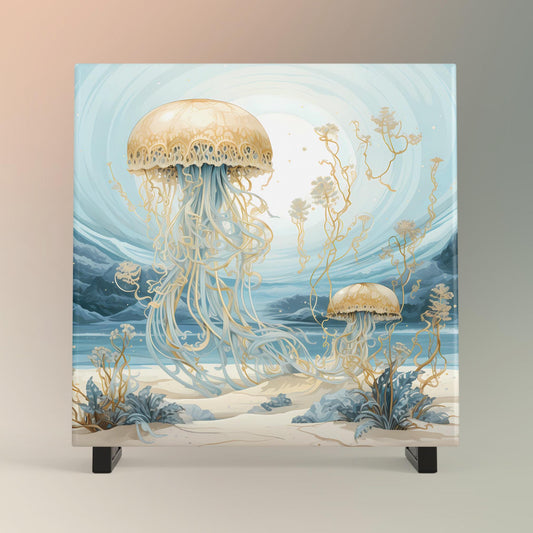 Beautiful Jellyfish Art Tile - Whimsical Sea Life Wall Decor for Any Room - Great Gift for Nature Lovers