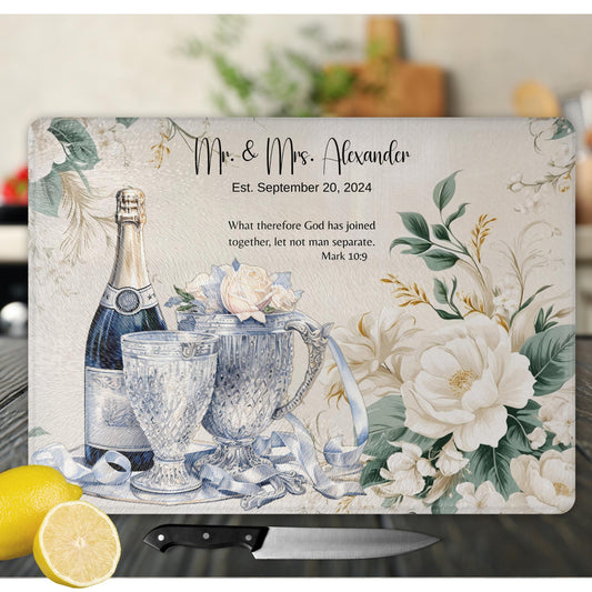 Personalized Cutting Board Wedding Gift, Custom Glass Charcuterie Board, Unique Anniversary Gift, Housewarming Gifts, Engagement