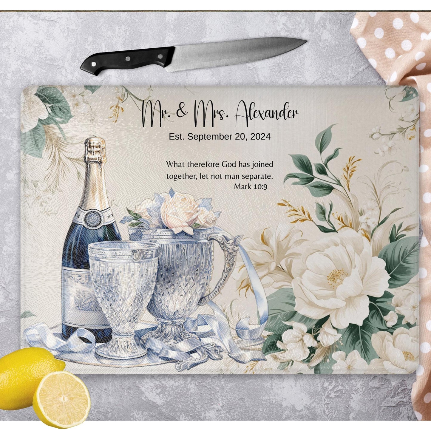 Personalized Cutting Board Wedding Gift, Custom Glass Charcuterie Board, Unique Anniversary Gift, Housewarming Gifts, Engagement