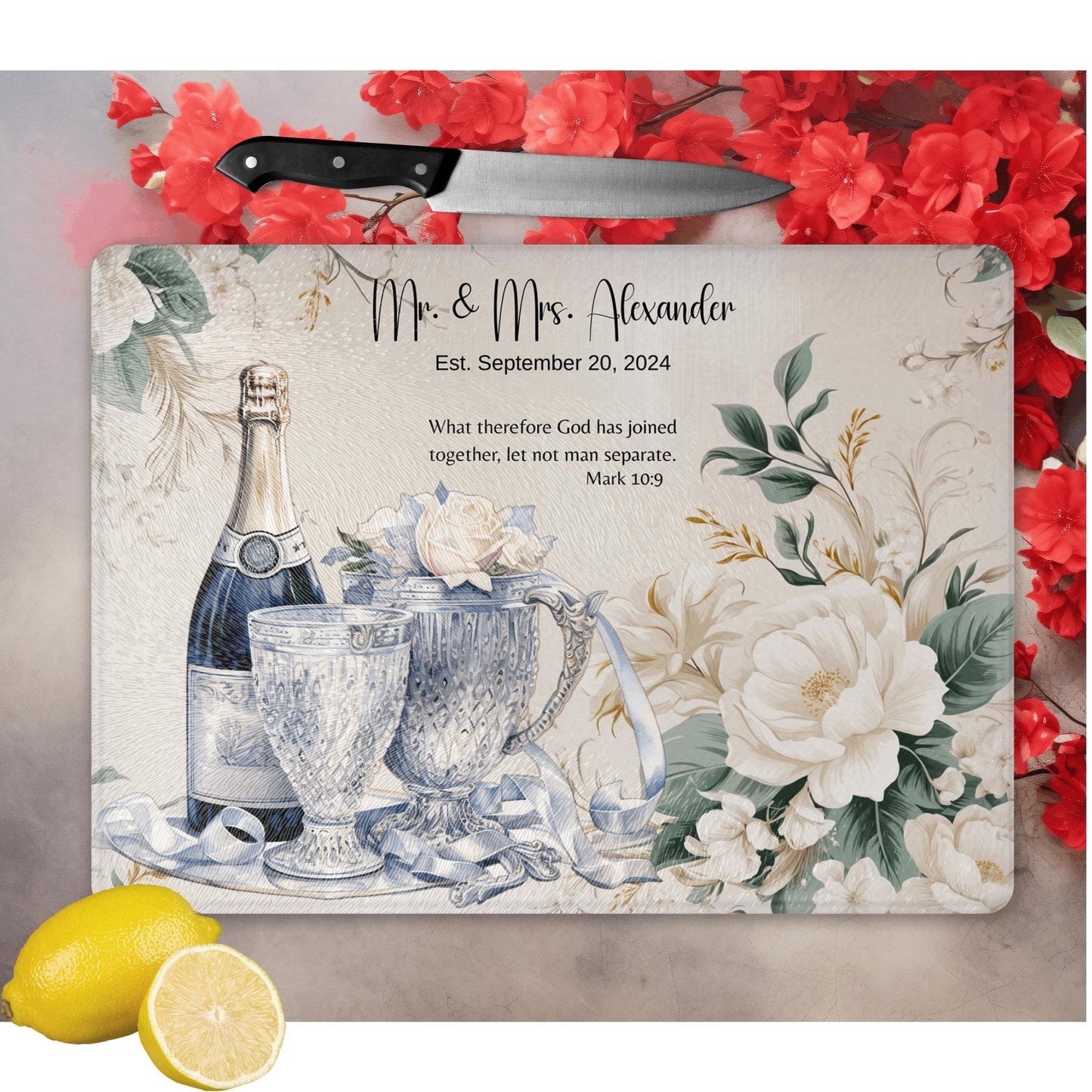 Personalized Cutting Board Wedding Gift, Custom Glass Charcuterie Board, Unique Anniversary Gift, Housewarming Gifts, Engagement
