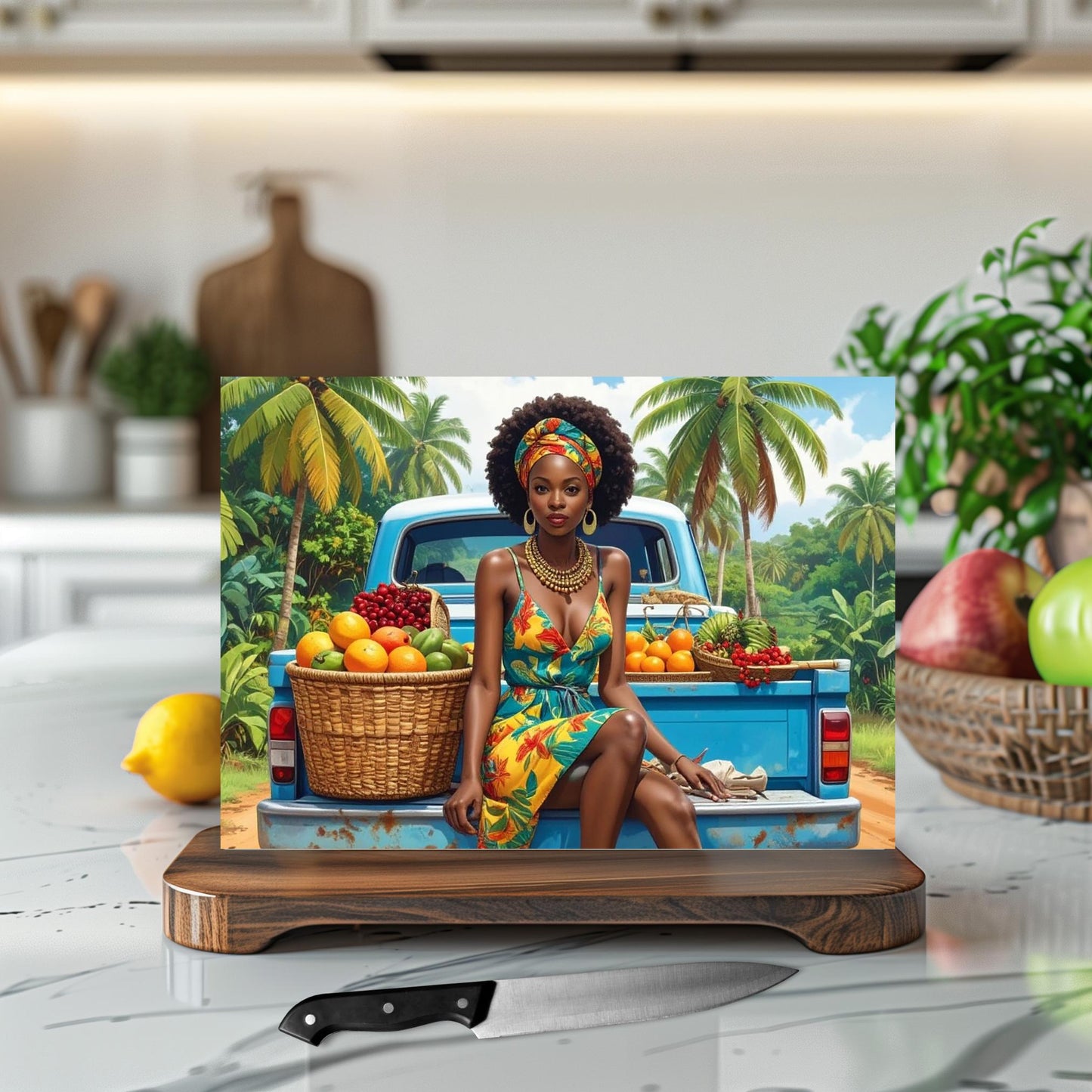 Island Girl Cutting Board - Tempered Glass Chopping Board - Cheese and Charcuterie Glass Cutting Board - Kitchen Decor Gift Idea