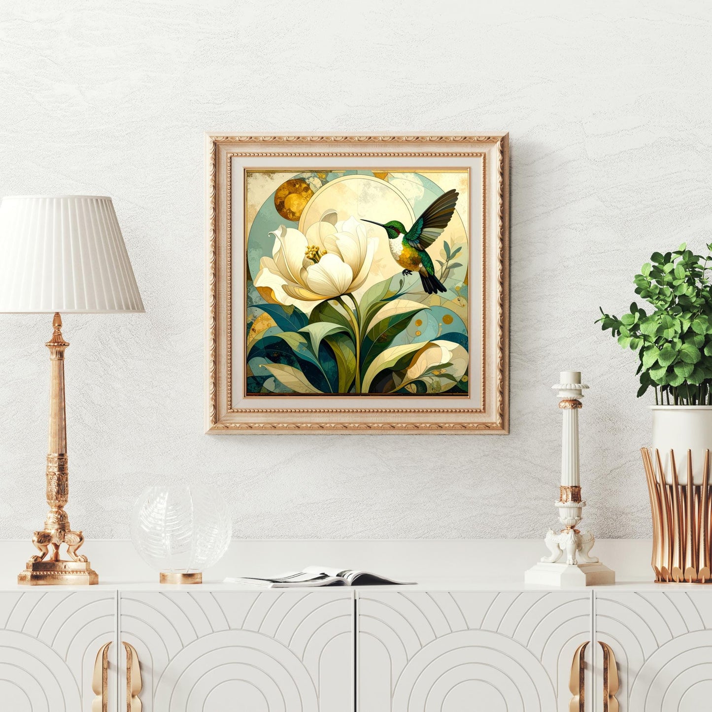 Hummingbird Art Ceramic Tile, Vibrant Floral Artwork, Decorative Wall Art for Bird and Flower Enthusiasts, Nature Lovers Kitchen Art