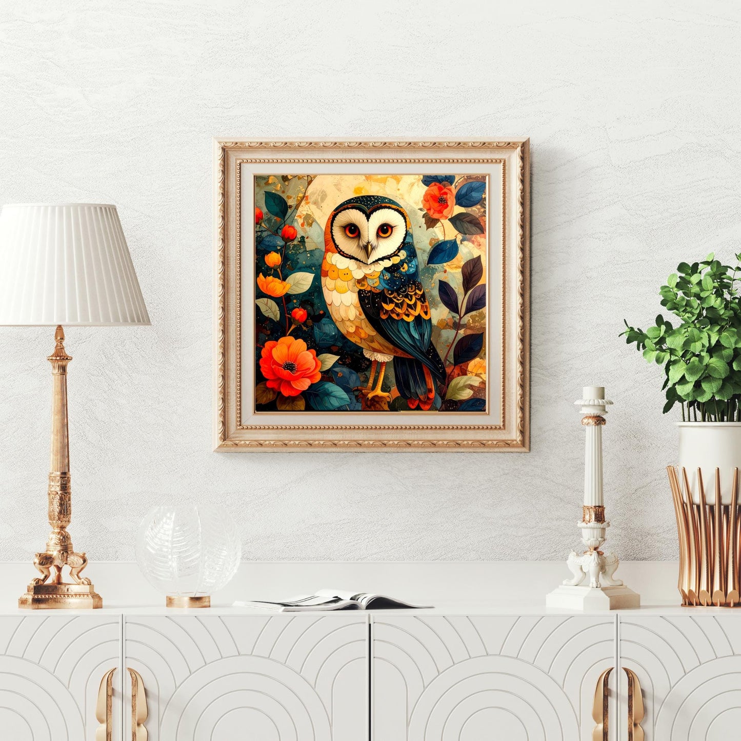 Whimsical Owl Folk Art Ceramic Tile - Unique Nature Lovers Decor - Minimalist Wall Hanging for Gift Giving - Artisan Home Wall Plaques