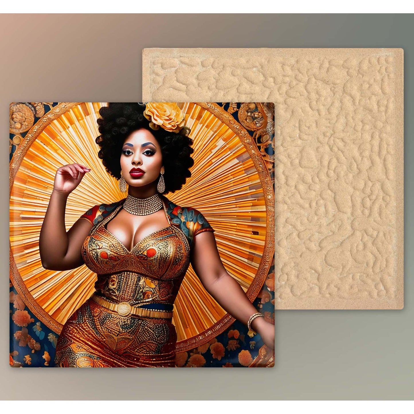 Quirky Lady Singer Ceramic Tile Art, Sultry Singer Black Woman Art, Trendy Wall Art Black Girl Art, African American Kitchen Decor
