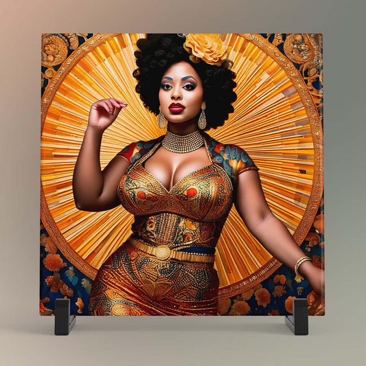 Quirky Lady Singer Ceramic Tile Art, Sultry Singer Black Woman Art, Trendy Wall Art Black Girl Art, African American Kitchen Decor
