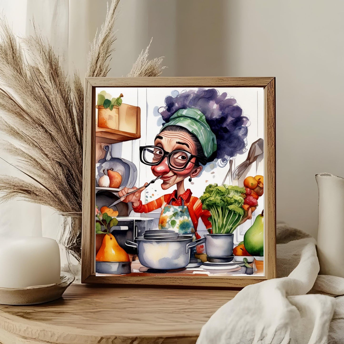 Quirky Cook Ceramic Tile Art, Funny Grandma Kitchen Decor, Stylish Trivet Option, Gift for Mom Home Chef