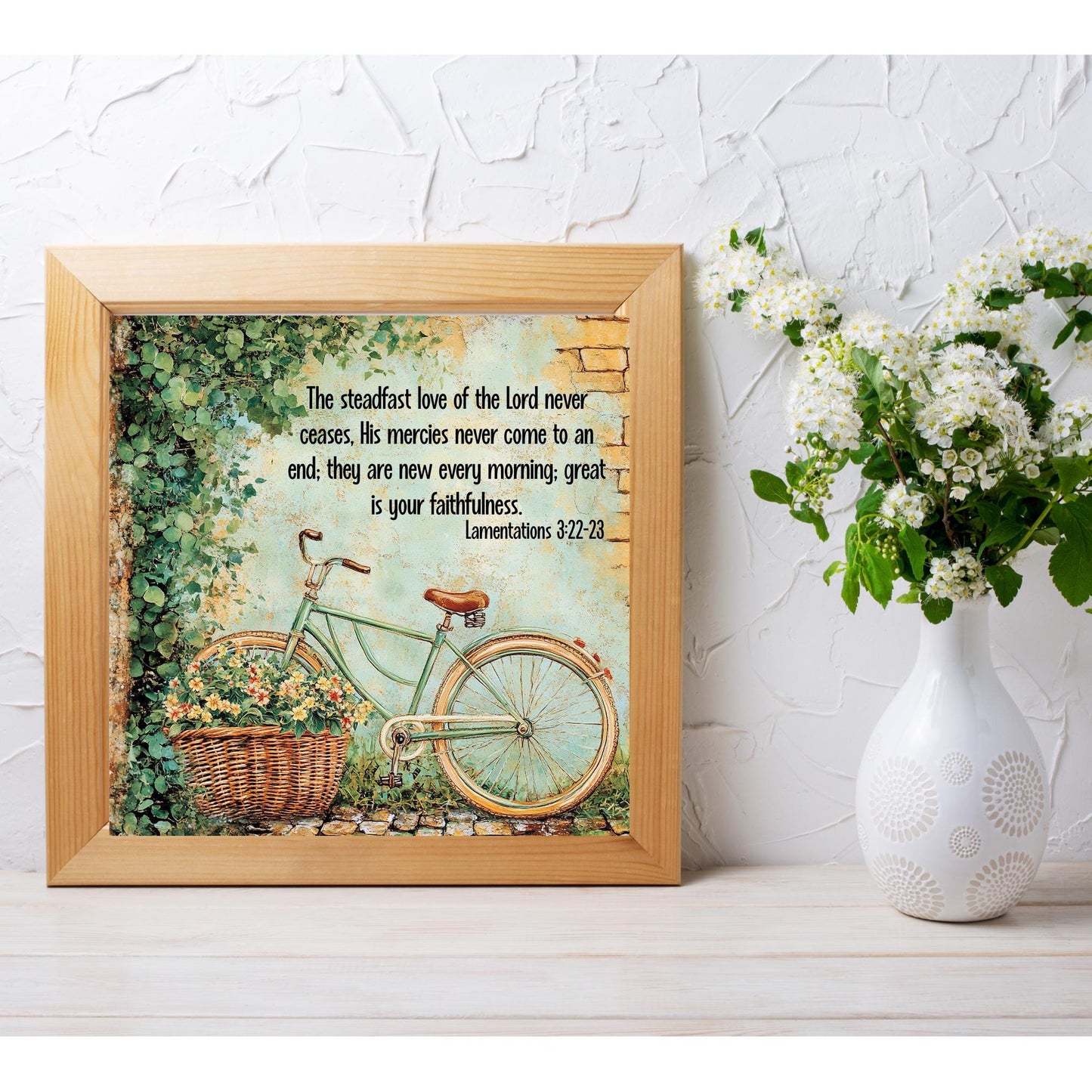 Ceramic Art Print, Wildflower Art, Lamentations 3, Steadfast Love Of Lord, Scripture Wall Art, Custom Plaque, Nature Art