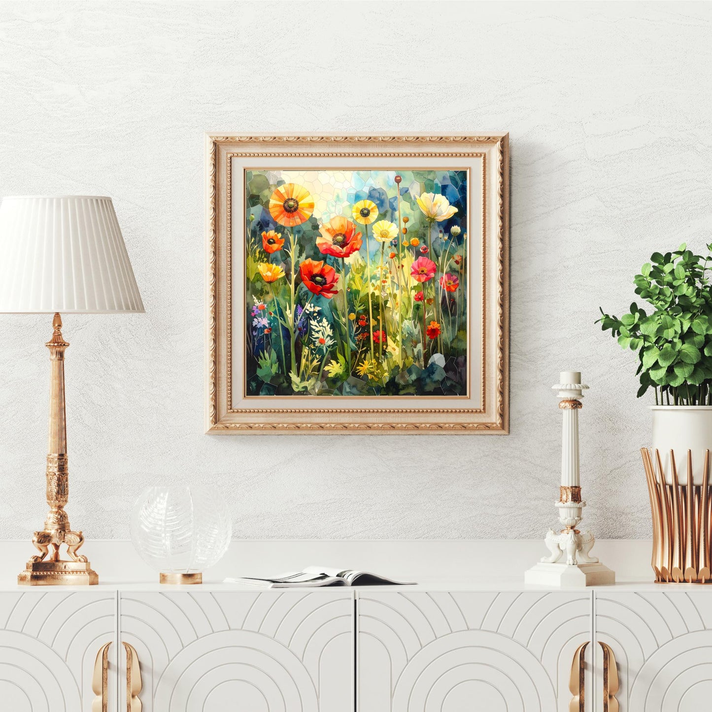 Whimsical Wildflower Ceramic Art Tile | Mosaic Folk Art Wall Decor | Spring Home Decor | Floral Art | Flowers | Wall Tile | Gift for Mom