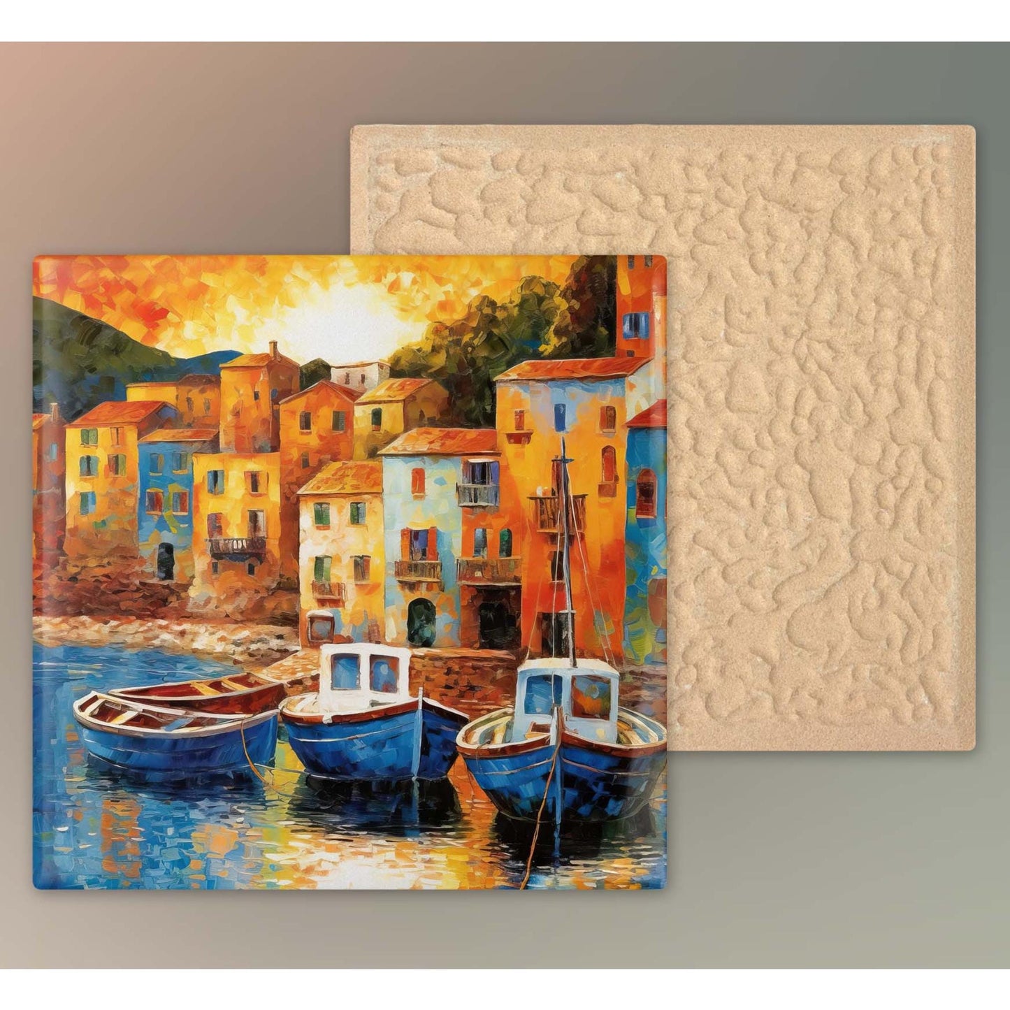 Waterfront Sailing Ceramic Tile Art, Charming Sailboat Design for Coastal Wall Art, Nautical Home Decor