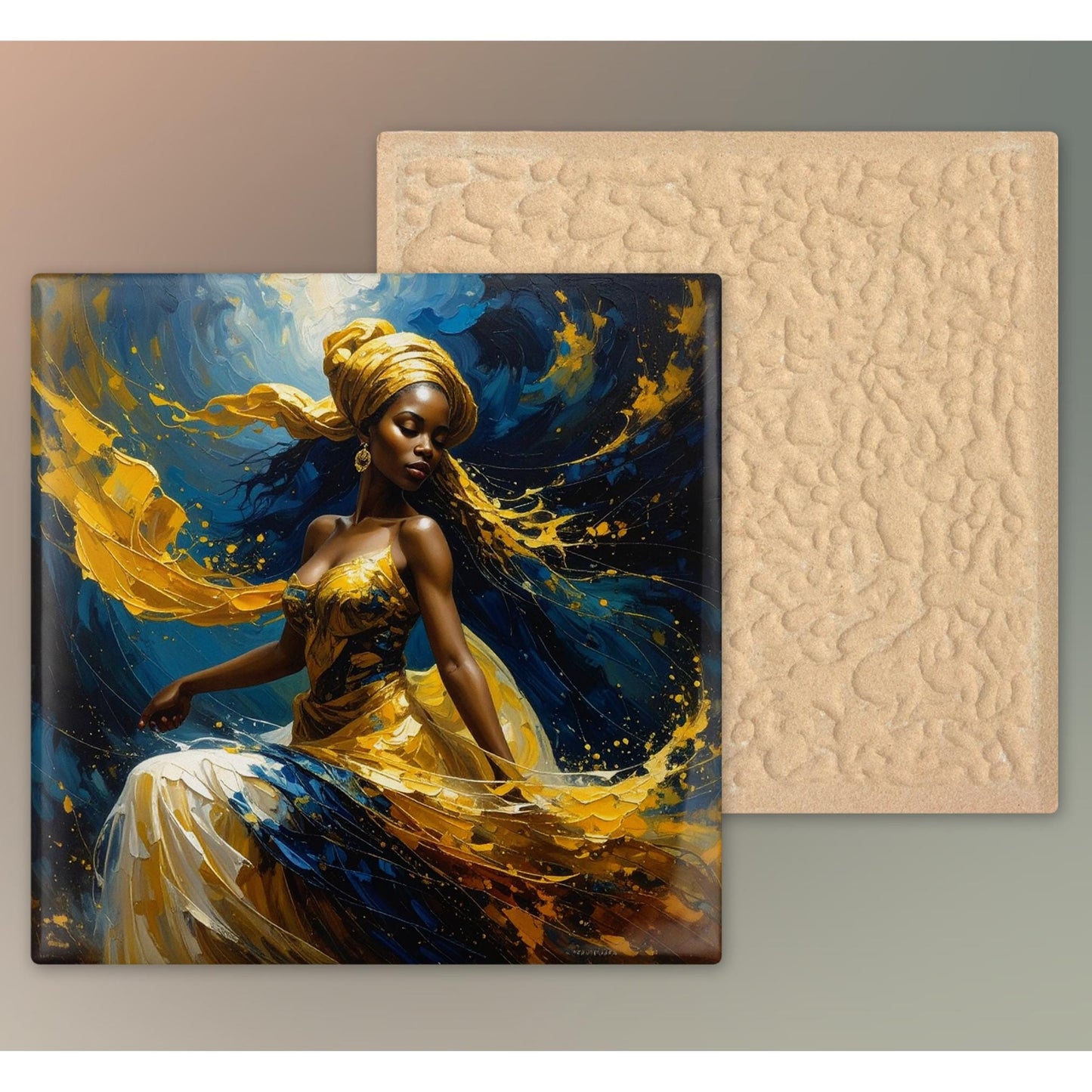Black Woman Art Ceramic Tile - Trendy African Art - Black Wall Art -Boho Print - African American Woman -  Ceramic Plaque