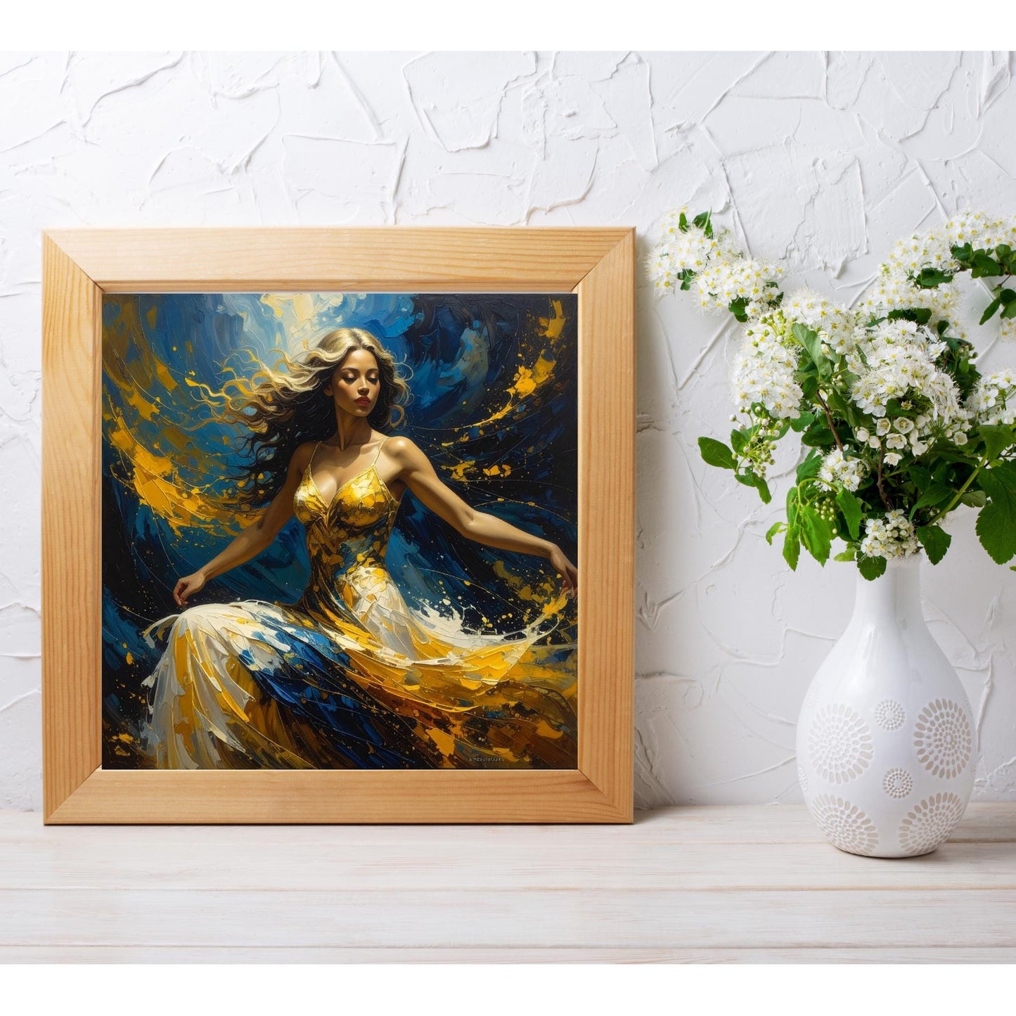 Modern Colorful Feminine Art Tile, Abstract People Art, Contemporary Vibrant Female Ceramic Tile, Trendy  Woman Art