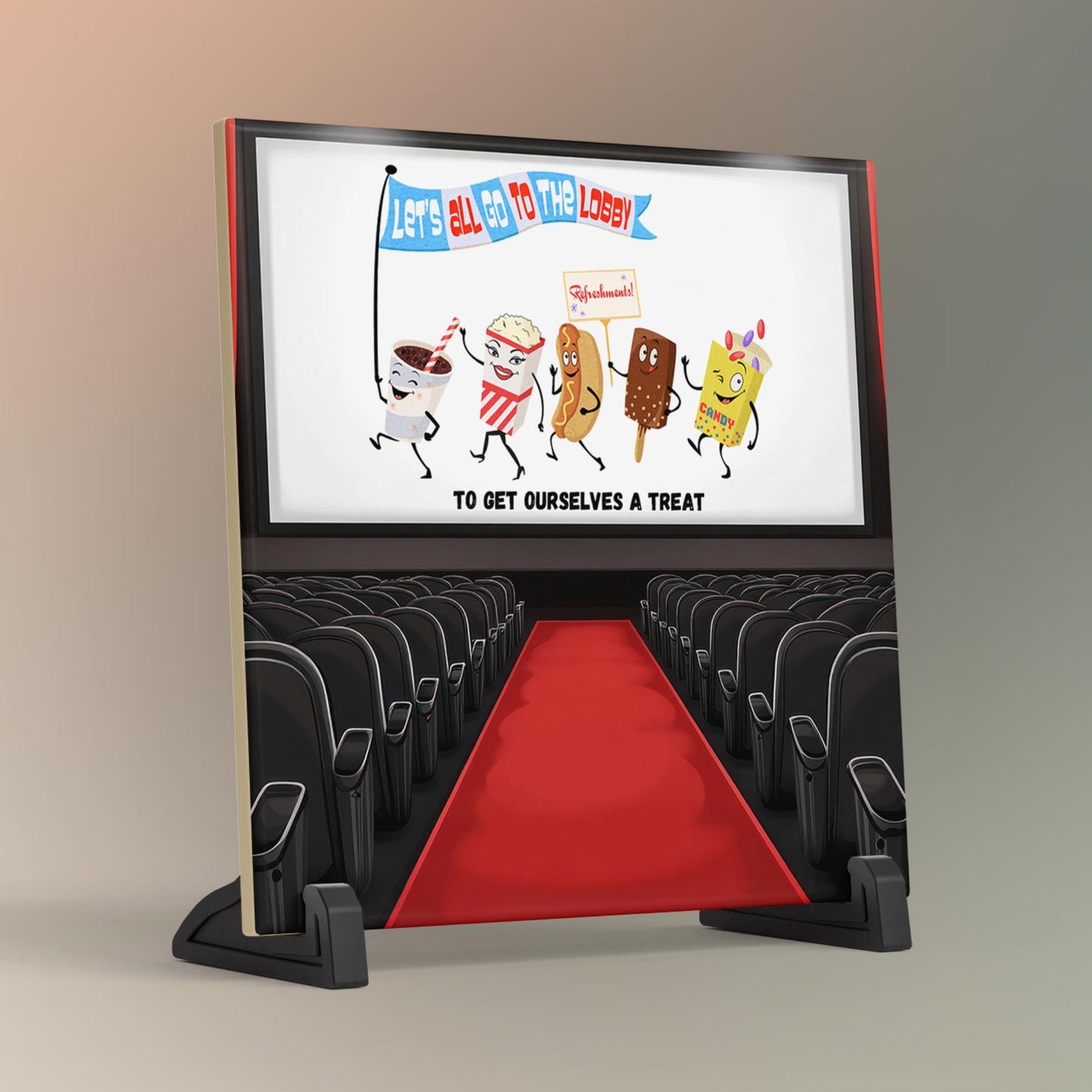 Retro Movie Snack Ceramic Tile Art - Theater Room Art - Family Room Decor - Trendy Kitchen Art -  Tile Ceramic Art  - Movie Lovers Wall Art