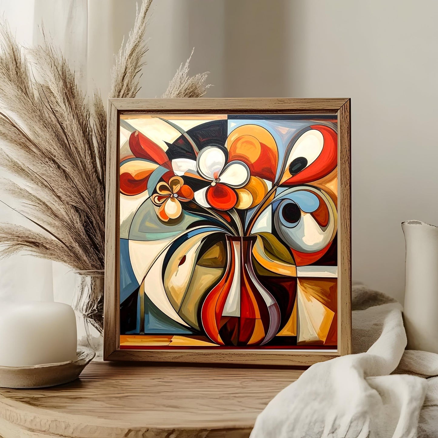 Ceramic Tile Art- Cubism Art -  Vibrant Abstract Wall Decor - Home Decor Accent Piece - Ideal Gift for Housewarming or Art Lover