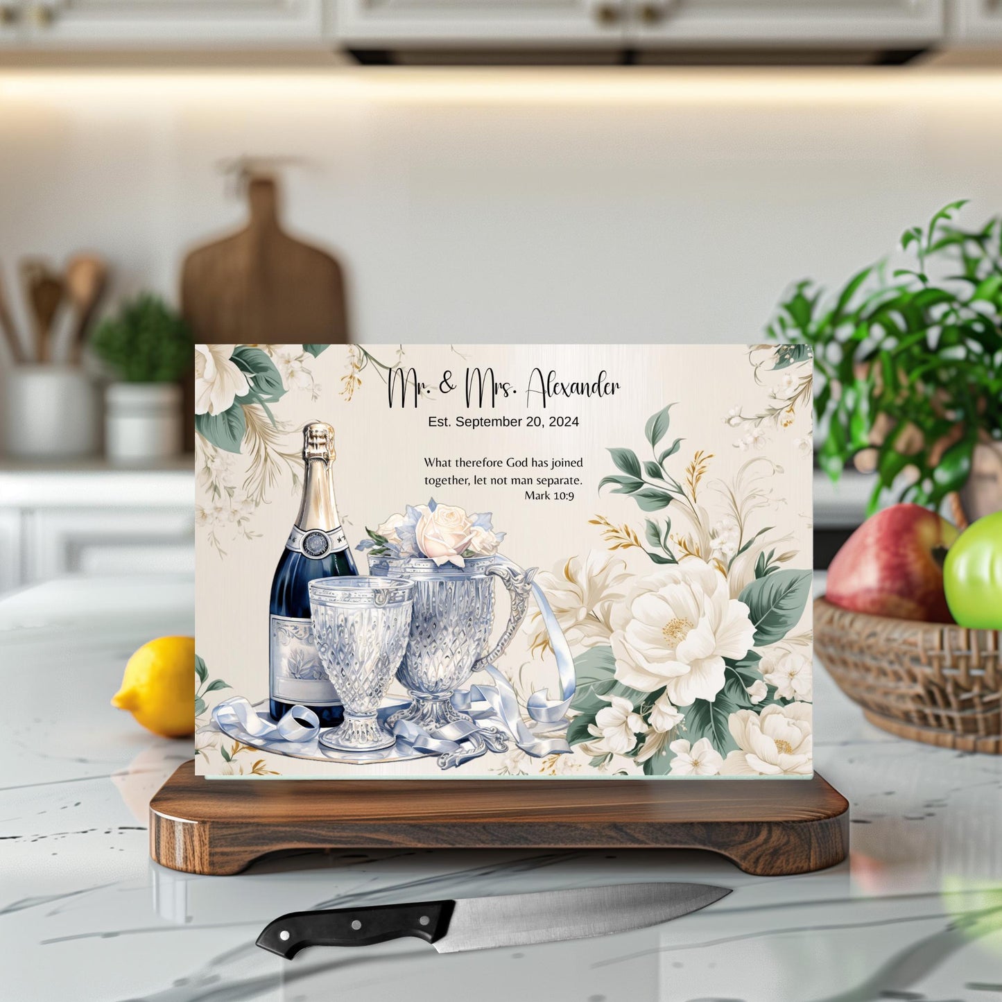 Personalized Cutting Board Wedding Gift, Custom Glass Charcuterie Board, Unique Anniversary Gift, Housewarming Gifts, Engagement