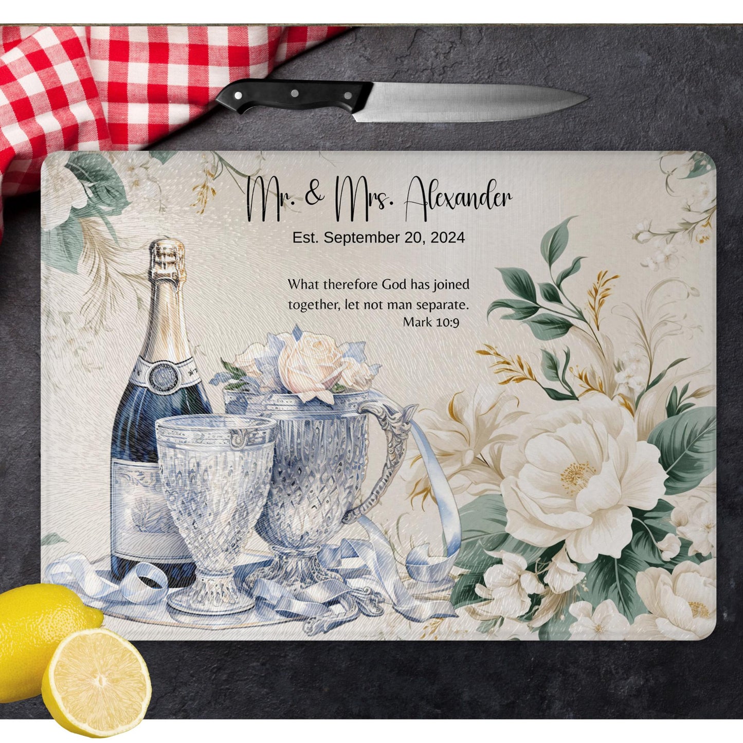 Personalized Cutting Board Wedding Gift, Custom Glass Charcuterie Board, Unique Anniversary Gift, Housewarming Gifts, Engagement