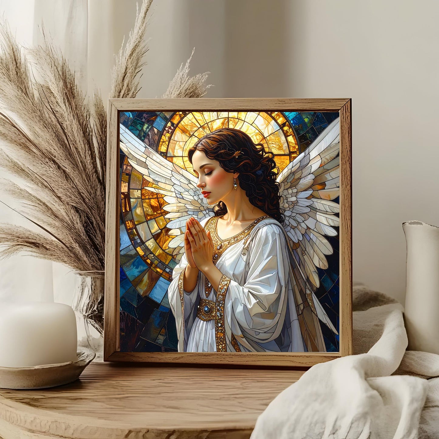 Angel of Hope Ceramic Art Tile | Christian Artwork | Angel Wall Hanging | Religious Print | Christian Gift for Family, Friend and Caregivers