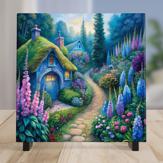 Whimsical Cottage Tile Art - Ceramic Wall Art - Unique Home Decor, Perfect Nature Inspired Gift for Summer Home