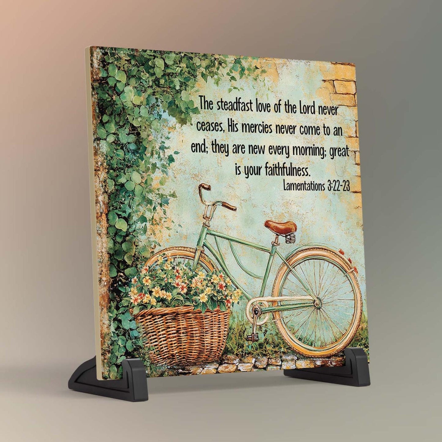 Ceramic Art Print, Wildflower Art, Lamentations 3, Steadfast Love Of Lord, Scripture Wall Art, Custom Plaque, Nature Art