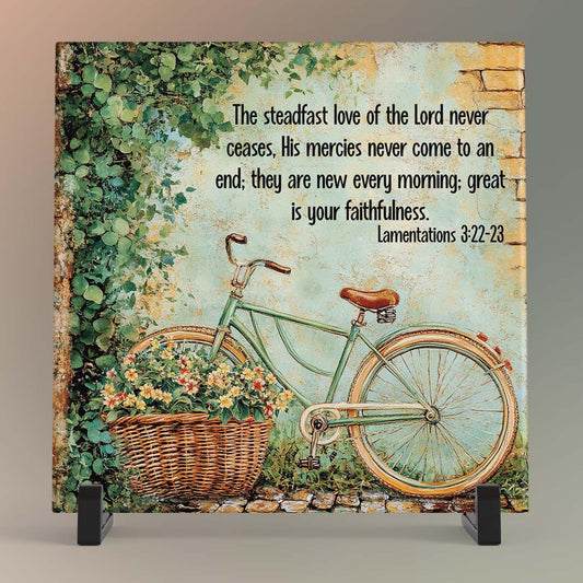 Ceramic Art Print, Wildflower Art, Lamentations 3, Steadfast Love Of Lord, Scripture Wall Art, Custom Plaque, Nature Art