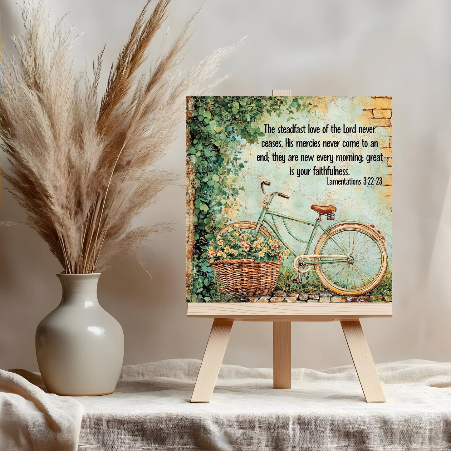 Ceramic Art Print, Wildflower Art, Lamentations 3, Steadfast Love Of Lord, Scripture Wall Art, Custom Plaque, Nature Art