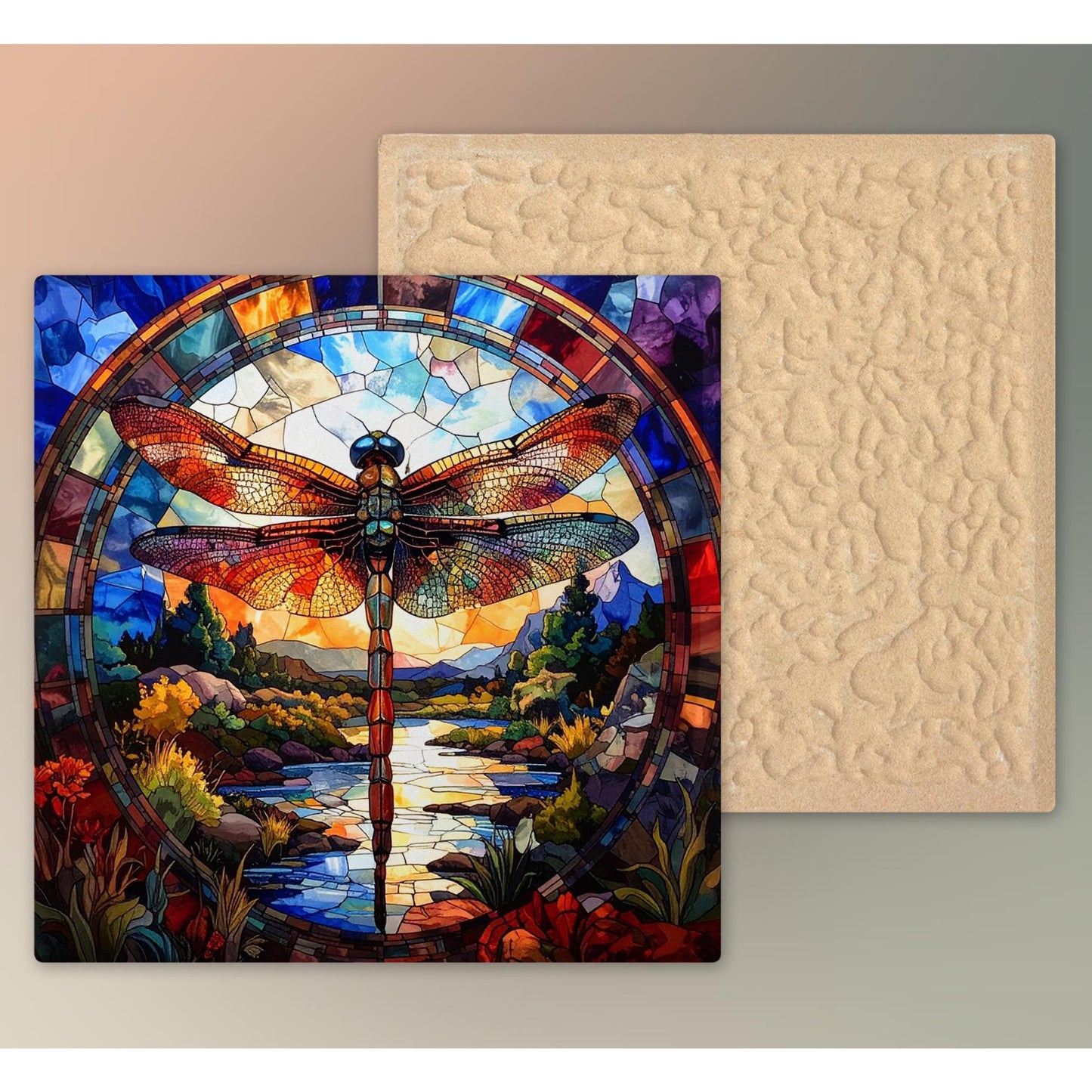 Dragonfly Ceramic Art Tile - Stunning Art Nouveau Tile for Decorative Wall Use, Unique Home Decor Gift for Nature Lovers