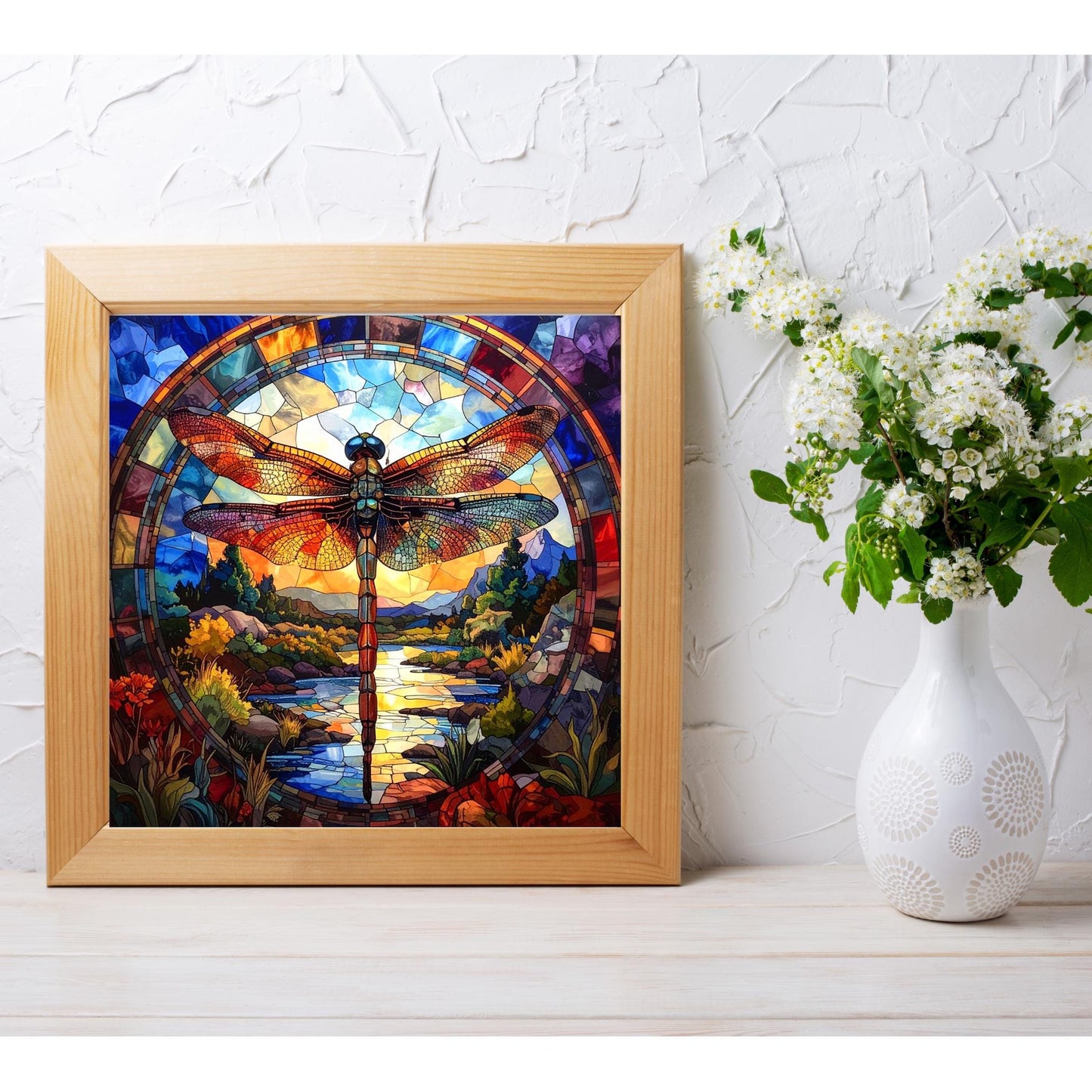 Dragonfly Ceramic Art Tile - Stunning Art Nouveau Tile for Decorative Wall Use, Unique Home Decor Gift for Nature Lovers