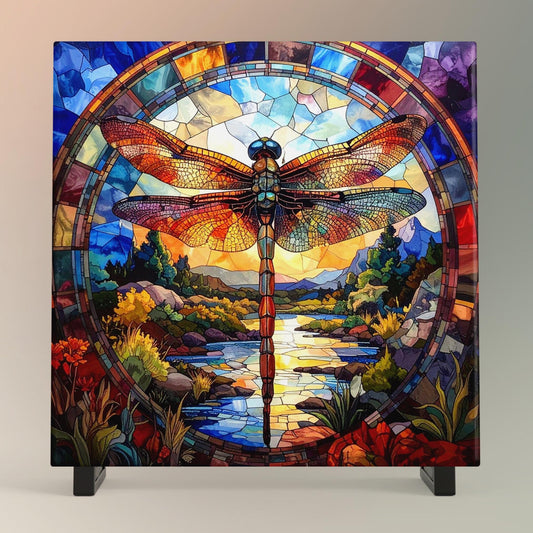 Dragonfly Ceramic Art Tile - Stunning Art Nouveau Tile for Decorative Wall Use, Unique Home Decor Gift for Nature Lovers
