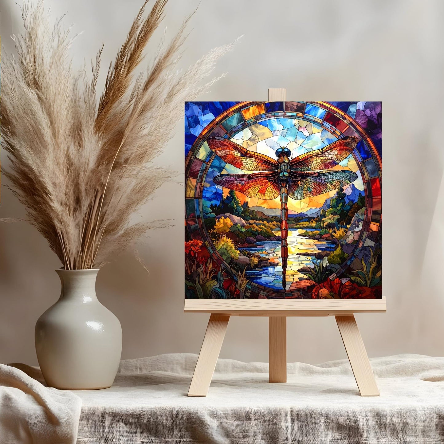 Dragonfly Ceramic Art Tile - Stunning Art Nouveau Tile for Decorative Wall Use, Unique Home Decor Gift for Nature Lovers