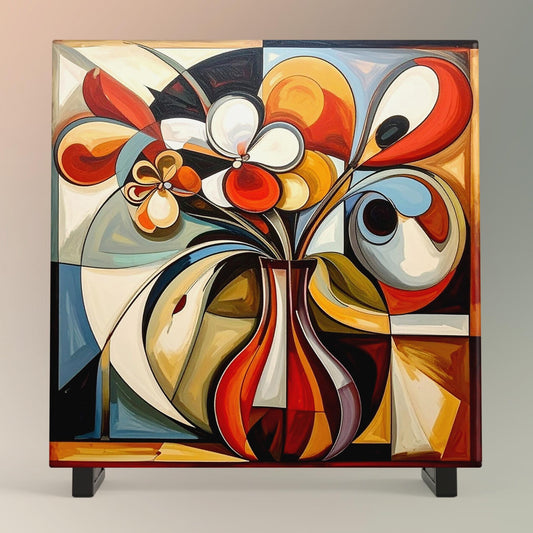 Ceramic Tile Art- Cubism Art -  Vibrant Abstract Wall Decor - Home Decor Accent Piece - Ideal Gift for Housewarming or Art Lover