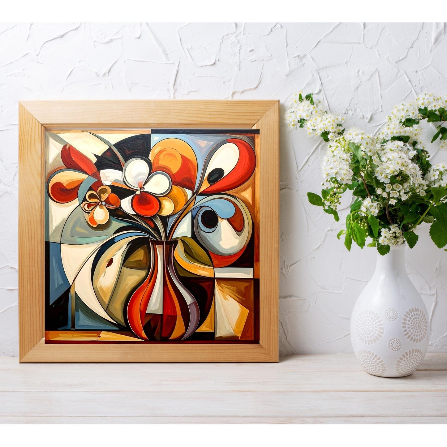 Ceramic Tile Art- Cubism Art -  Vibrant Abstract Wall Decor - Home Decor Accent Piece - Ideal Gift for Housewarming or Art Lover