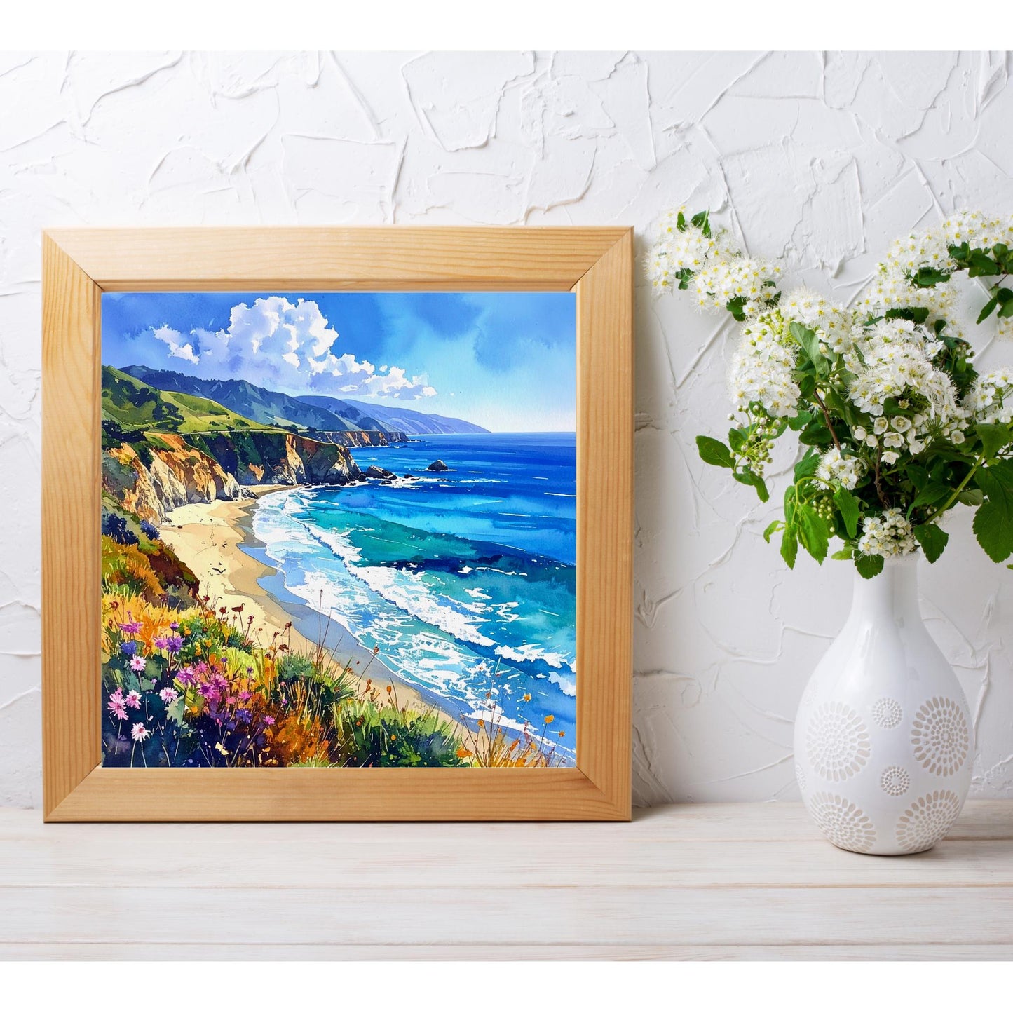 California Coastal Ceramic Art Tile, Ocean View Decor, Perfect for Coastal Living Spaces, Unique Gift for Beach Lovers