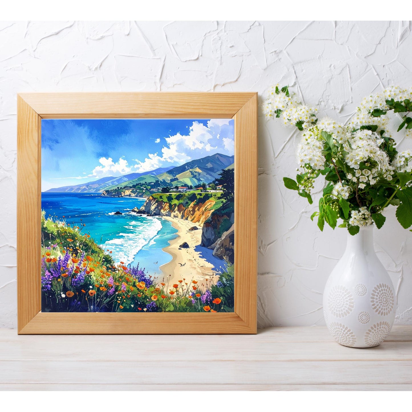 California Coastal Ceramic Art Tile, Ocean View Decor, Perfect for Coastal Living Spaces, Unique Gift for Beach Lovers